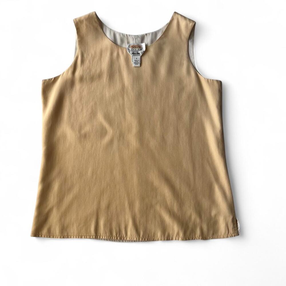 Talbots Petite 100% Silk Beige Tank Top.